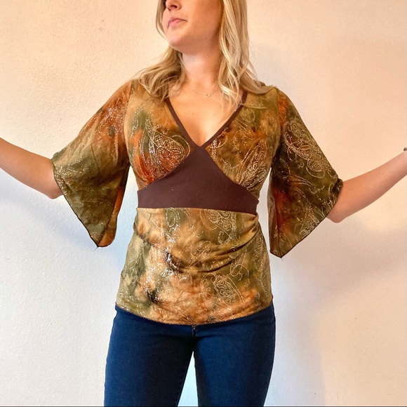 Forest fairy boho y2k bell sleeve blouse - Picture 6 of 7